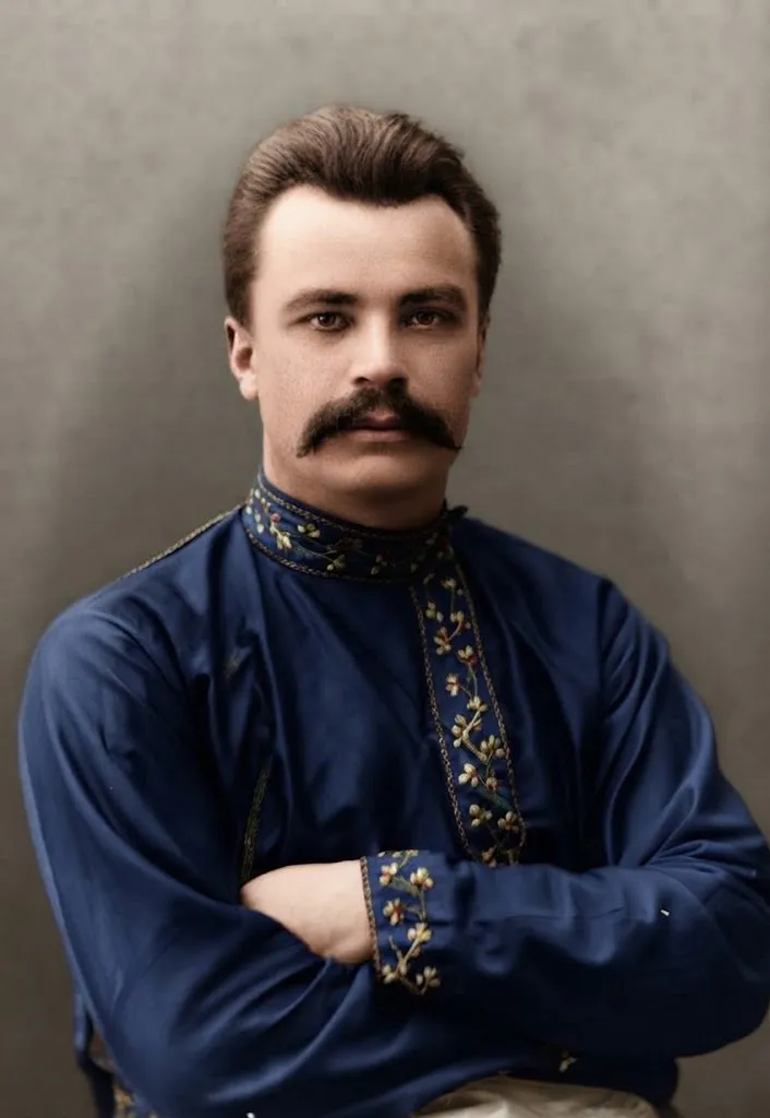 Фотопортрет молодого Володимира Винниченка у вишиванці, початок XX століття